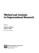 Tapa de Method and analysis in organizational research