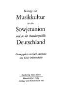 Tapa de Beiträge zur Musikkultur in der Sowjetunion und in der Bundesrepublik Deutschland