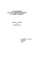 Tapa de Six conférences sur la littérature africaine de langue française