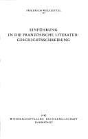 Tapa de Einführung in diefranzösische Literaturgeschichtsschreibung