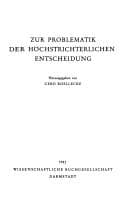 Tapa de Zur Problematik der höchstrichterlichen Entscheidung