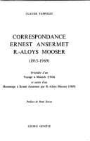 Tapa de Correspondance Ernest Ansermet, R.-Aloys Mooser