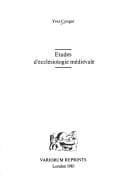 Tapa de Etudes d'ecclésiologie médiévale