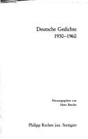 Tapa de Deutsche Gedichte, 1930-1960