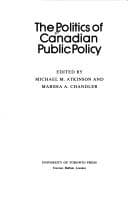 Tapa de The Politics of Canadian public policy