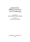 Tapa de Festschrift für Wilhelm Lettenbauer zum 75. Geburtstag