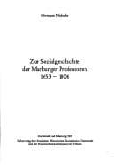 Tapa de Zur Sozialgeschichte der Marburger Professoren, 1653-1806