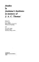 Tapa de Studies in Justinian's Institutes