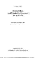 Tapa de Berufsfreiheit und Persönlichkeitsschutz im Arztrecht