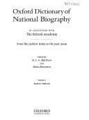 Tapa de Oxford dictionary of national biography : in association with the British Academy : from the earliest times to the year 2000
