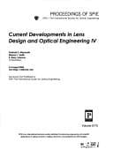 Tapa de Current Developments in Lens Design and Optical Engineering