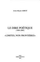 Tapa de Le dire poétique, 1800-2000