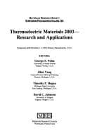 Tapa de Thermoelectric materials 2003--research and applications