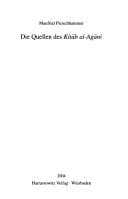 Tapa de Die Quellen des Kitāb al-Aġānī