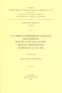 Tapa de La version arménienne ancienne des Homélies sur les Actes des apôtres de Jean Chrysostome, Homêlies I, II, VII, VIII