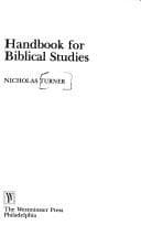 Tapa de Handbook for Biblical studies