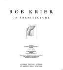 Tapa de Rob Krier on architecture