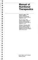 Tapa de Manual of nutritional therapeutics