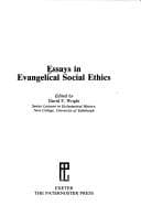 Tapa de Essays in evangelical social ethics