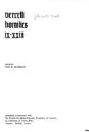 Tapa de Vercelli Homilies, Ix-Xxiii (Toronto Old English Series, 5)