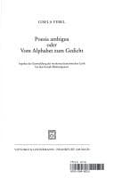 Tapa de Poesia ambigua, oder, Vom Alphabet zum Gedicht