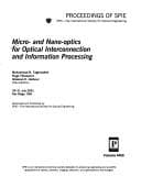 Tapa de Micro- and nano-optics for optical interconnection and information processing