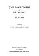 Tapa de Poor law records of mid Sussex, 1601-1835