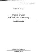 Tapa de Martin Walser in Kritik und Forschung: eine Bibliographie