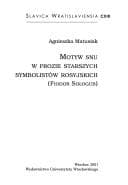 Tapa de Motyw snu w prozie starszych symbolistów rosyjskich (Fiodor Sołogub)