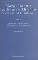 Tapa de University governance and humanistic scholarship