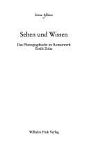 Tapa de Sehen und Wissen: das Photographische im Romanwerk Emile Zolas