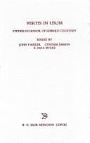 Tapa de Vertis in usum:  Studies in Honor of Edward Courtney (Beiträge Zur Altertumskunde)