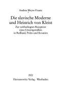 Tapa de Die slavische Moderne und Heinrich von Kleist: zur zeitbedingten Rezeption eines Unzeitgem assen in Russland, Polen und Kroatien