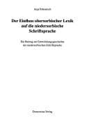 Tapa de Der Einfluss obersorbischer Lexik auf die niedersorbische Schriftsprache