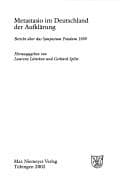 Tapa de Metastasio im Deutschland der Aufklärung (Wolfenbütteler Studien Zur Aufklärung) (German Edition)