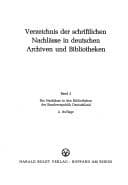 Tapa de Die Nachlässe in den Bibliotheken der Bundesrepublik Deutschland