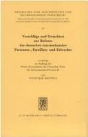 Tapa de Vorschläge und Gutachten zur Reform des deutschen internationalen Personen-, Familien- und Erbrechts