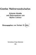 Tapa de Goethes Wahlverwandtschaften