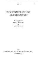 Tapa de Zur Kantforschung der Gegenwart