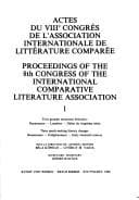 Tapa de Actes du VIIIe congrès de l'Association internationale de littérature comparée