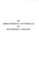 Tapa de De "Bibliothèque universelle et historique" (1686-1693)