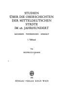 Tapa de Studien über die Oberschichten der mitteldeutschen Städte im 16. Jahrhundert