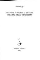 Tapa de Cultura e società a Firenze nell'età della Rinascenza