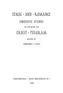 Tapa de Italic and Romance linguistic studies in honor of Ernst Pulgram