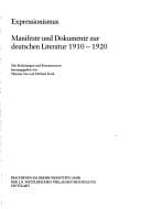 Tapa de Expressionismus: Manifeste und Dokumente zur deutschen Literatur 1910-1920 (German Edition)