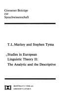 Tapa de Studies in European linguistic theory II