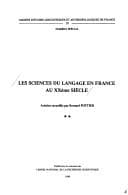 Tapa de Les Sciences du langage en France au XXe siècle