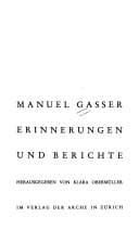 Tapa de Erinnerungen und Berichte