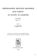 Tapa de Prosopographia militiarum equestrium quae fuerunt ab Augusto ad Gallienum