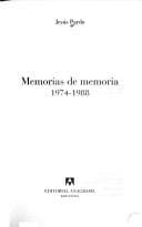 Tapa de Memorias de memoria, 1974-1988